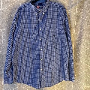 CHAPS blue checked easy care XXL long sleeve button down shirt